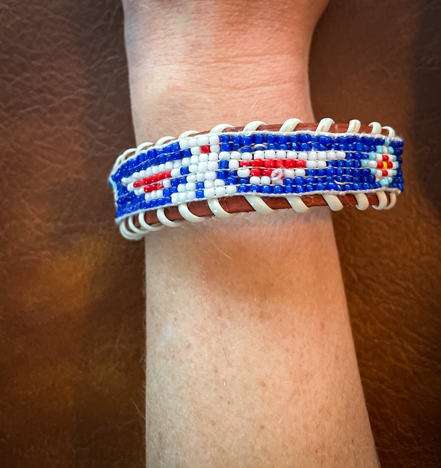 Leather Beaded Thunderbird Bracelet
